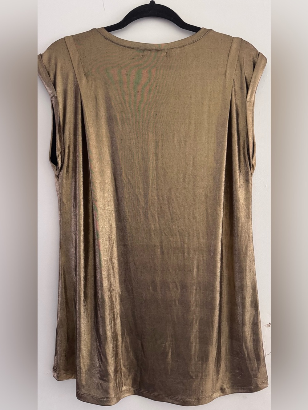 Dotti Metallic Gold Sleeveless Crew Neck Top M Luxury - Picture 4 of 9